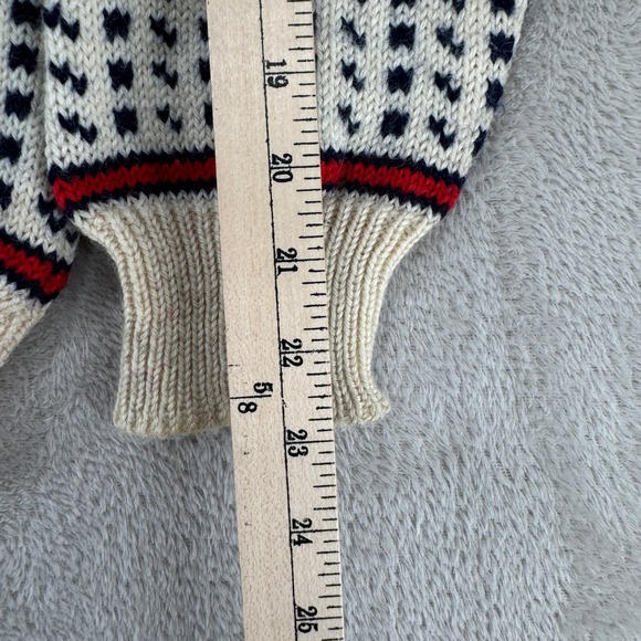 VTG LL Bean Norwegian Nordic Polar Bear Sweater Mens L Ivory Pullover Wool Cozy - Picture 8 of 8